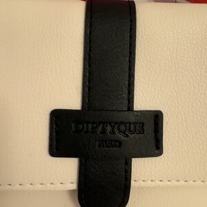 Diptyque Paris Cream and Black Cosmetic Bag with Embossed Logo